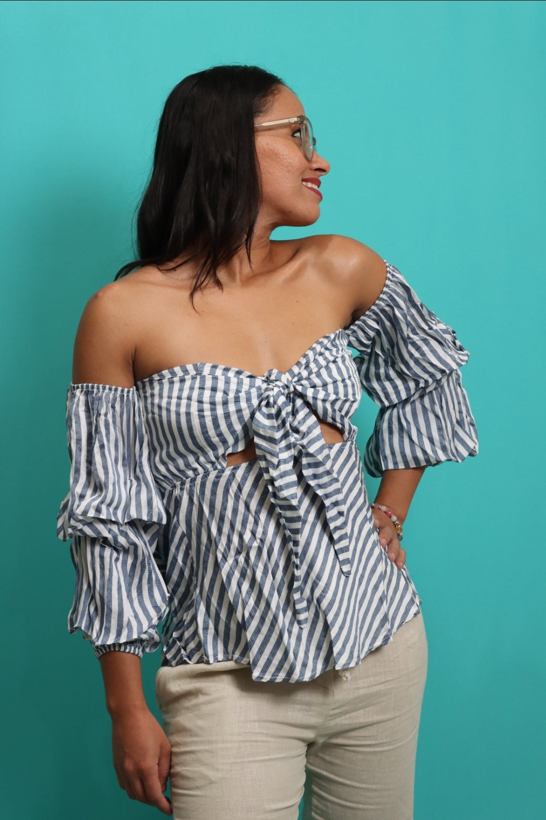 Top Knoth / C Slevees Popplin Stripes