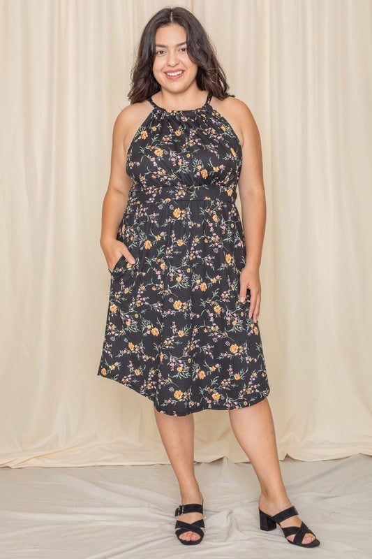 Plus Floral Top Midi Dress