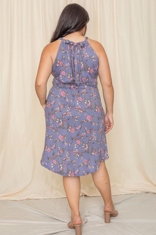 Plus Floral Top Midi Dress