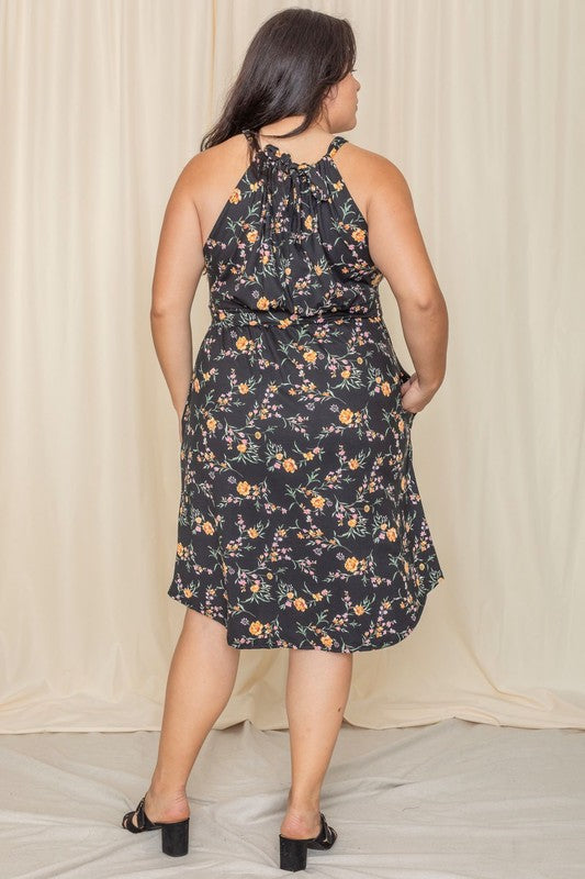 Plus Floral Top Midi Dress