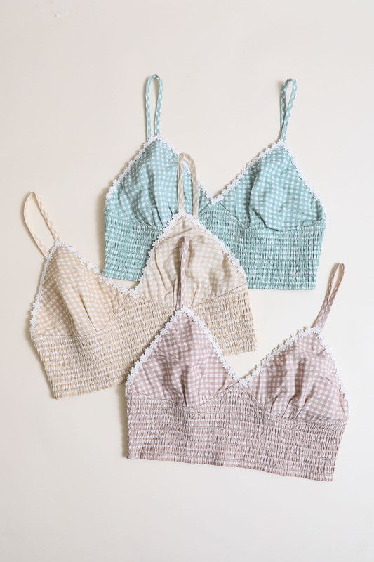 Plus Size Gingham Smocked Bralette