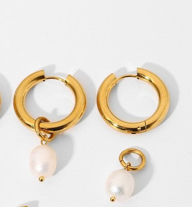 Water 18K gold pearl earrings