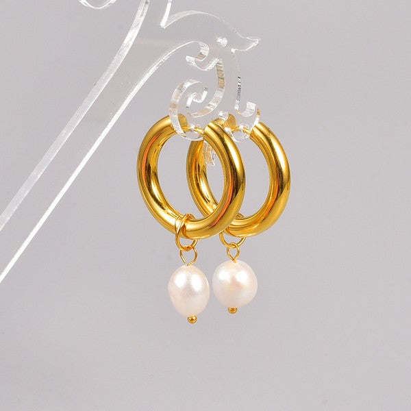 Water 18K gold pearl earrings