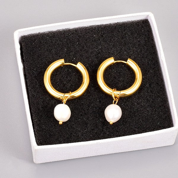 Water 18K gold pearl earrings