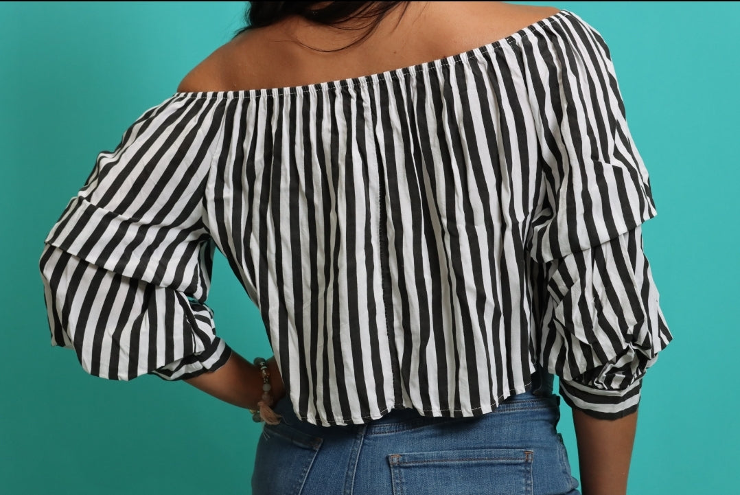 Striped French Sleeve Top